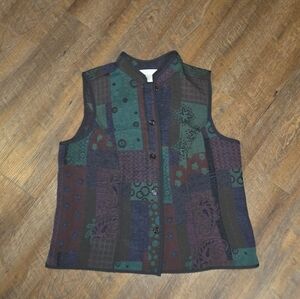VTG Christopher Banks Tapestry Patchwork Vest Steampunk Whimsy Goth Women Sz 0X